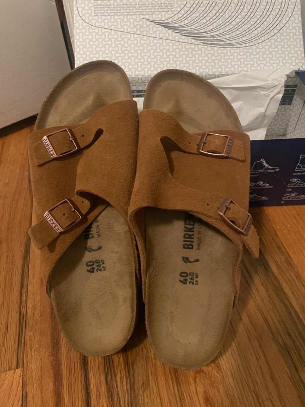 Birkenstock Arizona Suede Sandals in Cognac